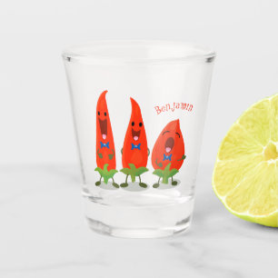 Niedliche Singen Chili Paprikaschoten Cartoon Illu Schnapsglas