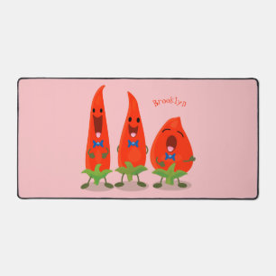 Niedliche Singen Chili Paprikaschoten Cartoon Illu Schreibtischunterlage