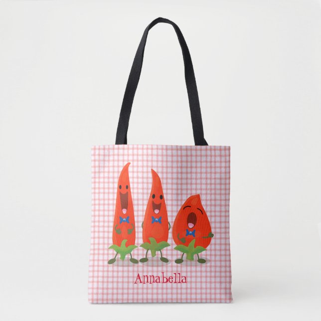 Niedliche Singen Chili Paprikaschoten Cartoon Illu Tasche (Vorderseite)