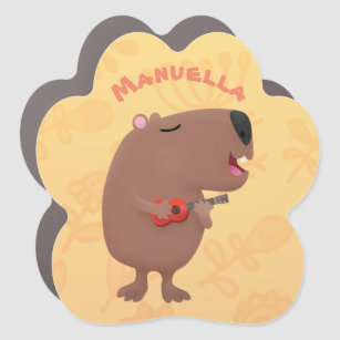 Niedliche singende Capybara ukulele Cartoon Illust Auto Magnet