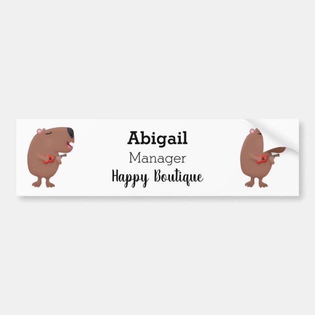 Niedliche singende Capybara ukulele Cartoon Illust Autoaufkleber (Vorne)