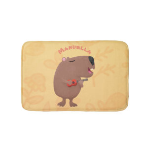 Niedliche singende Capybara ukulele Cartoon Illust Badematte