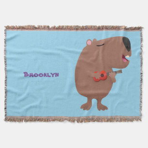 Niedliche singende Capybara ukulele Cartoon Illust Decke