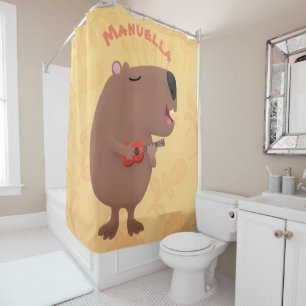 Niedliche singende Capybara ukulele Cartoon Illust Duschvorhang