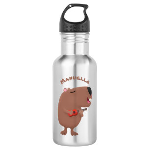 Niedliche singende Capybara ukulele Cartoon Illust Edelstahlflasche