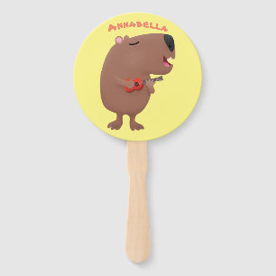 Niedliche singende Capybara ukulele Cartoon Illust Fächer