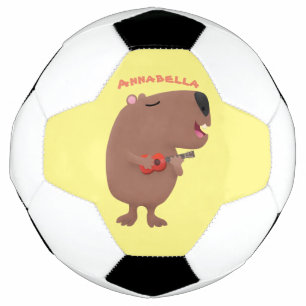 Niedliche singende Capybara ukulele Cartoon Illust Fußball