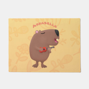 Niedliche singende Capybara ukulele Cartoon Illust Fußmatte