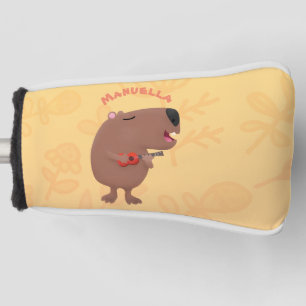 Niedliche singende Capybara ukulele Cartoon Illust Golf Headcover