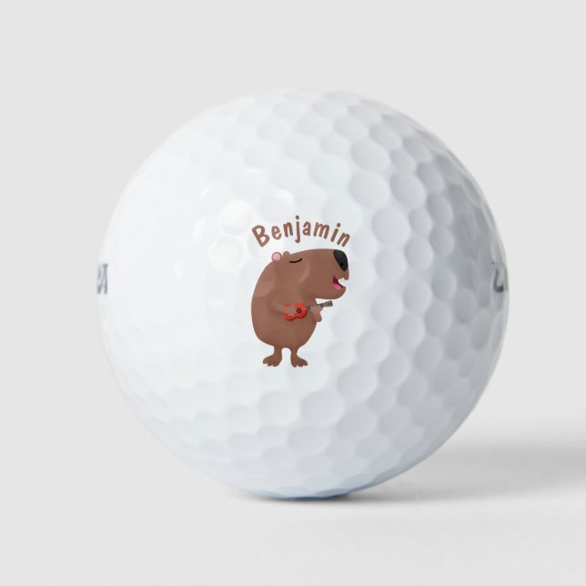Niedliche singende Capybara ukulele Cartoon Illust Golfball (Vorderseite)