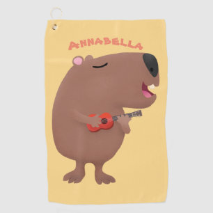 Niedliche singende Capybara ukulele Cartoon Illust Golfhandtuch