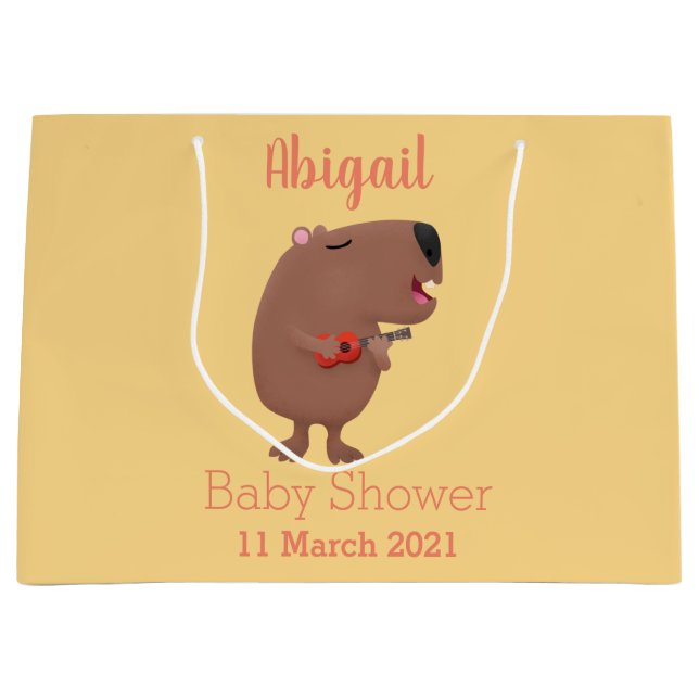 Niedliche singende Capybara ukulele Cartoon Illust Große Geschenktüte (Vorderseite)