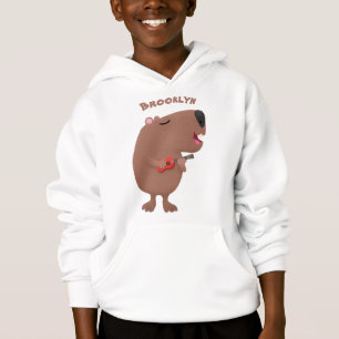 Niedliche singende Capybara ukulele Cartoon Illust Hoodie