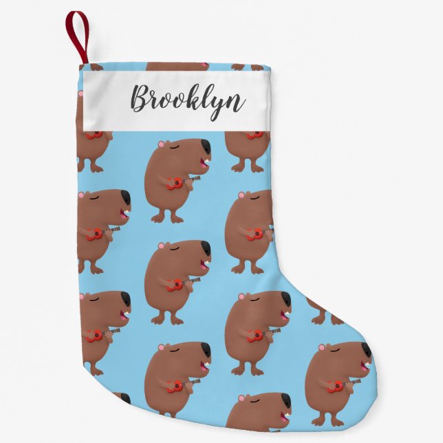 Niedliche singende Capybara ukulele Cartoon Illust Kleiner Weihnachtsstrumpf (Vorderseite)