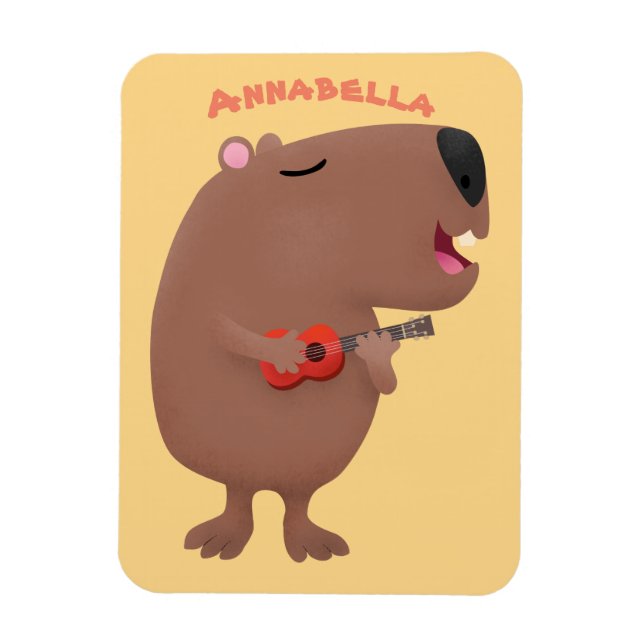 Niedliche singende Capybara ukulele Cartoon Illust Magnet (Vertikal)