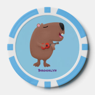 Niedliche singende Capybara ukulele Cartoon Illust Pokerchips