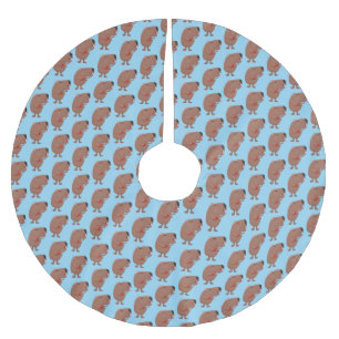 Niedliche singende Capybara ukulele Cartoon Illust Polyester Weihnachtsbaumdecke