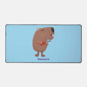 Niedliche singende Capybara ukulele Cartoon Illust Schreibtischunterlage