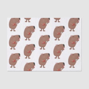 Niedliche singende Capybara ukulele Cartoon Illust Seidenpapier