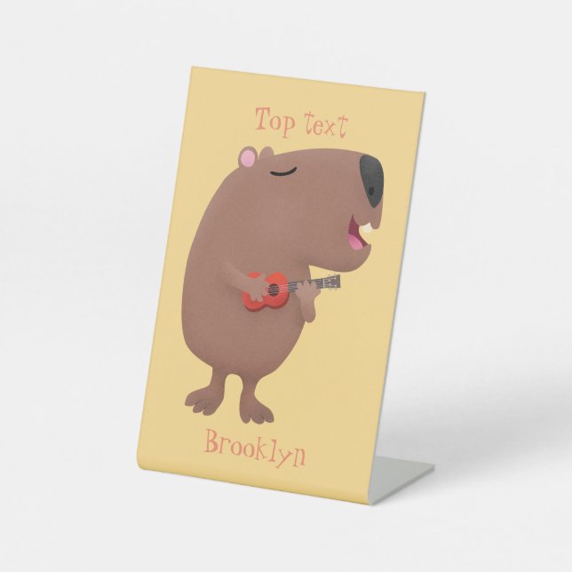 Niedliche singende Capybara ukulele Cartoon Illust Sockelschild (Vorderseite)