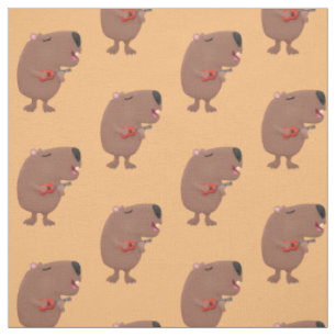 Niedliche singende Capybara ukulele Cartoon Illust Stoff