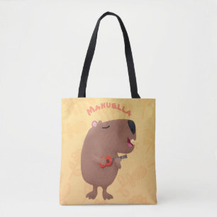 Niedliche singende Capybara ukulele Cartoon Illust Tasche