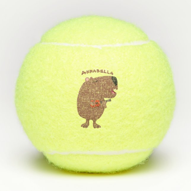 Niedliche singende Capybara ukulele Cartoon Illust Tennisbälle (Vorderseite)