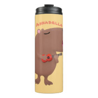 Niedliche singende Capybara ukulele Cartoon Illust