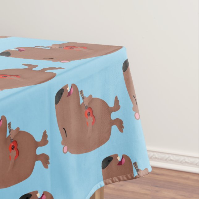 Niedliche singende Capybara ukulele Cartoon Illust Tischdecke (Beispiel)