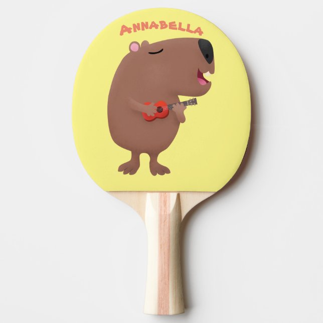 Niedliche singende Capybara ukulele Cartoon Illust Tischtennis Schläger (Vorderseite)