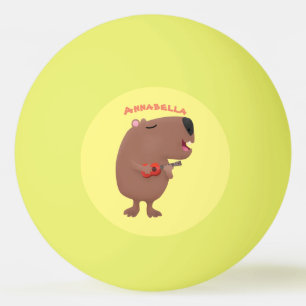 Niedliche singende Capybara ukulele Cartoon Illust Tischtennisball