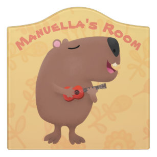 Niedliche singende Capybara ukulele Cartoon Illust Türschild
