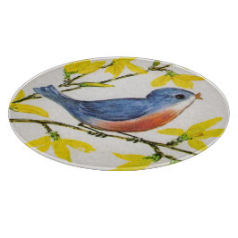 Niedliche Singing Blue Bird Tree Branch Schneidebrett