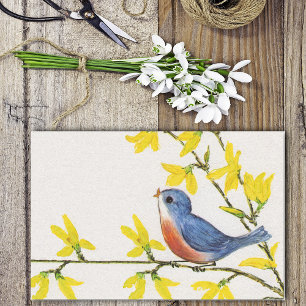 Niedliche Singing Blue Bird Tree Branch Seidenpapier