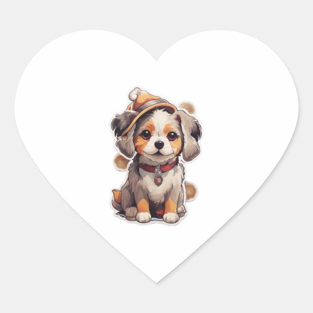 Niedliche Single-Hund-Aufkleber Herz-Aufkleber (Vorderseite)