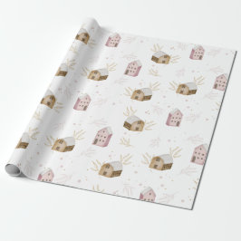 niedliche Skandinavienhäuser mit Bindepapier Geschenkpapier