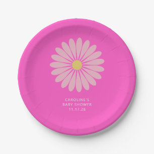 Niedliche skandinavische Blume Rosa Kinderdusche n Pappteller