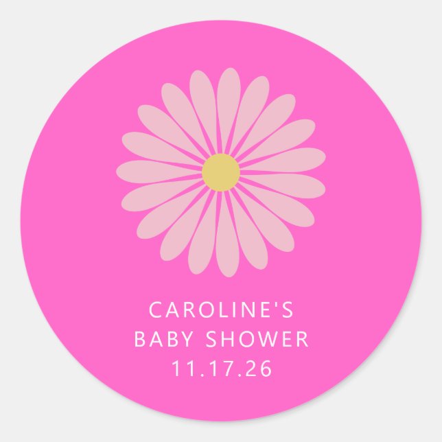 Niedliche skandinavische Blume Rosa Kinderdusche n Runder Aufkleber (Vorderseite)