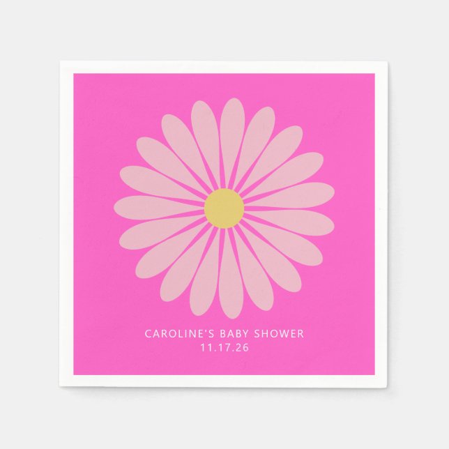 Niedliche skandinavische Blume Rosa Kinderdusche n Serviette (Vorderseite)