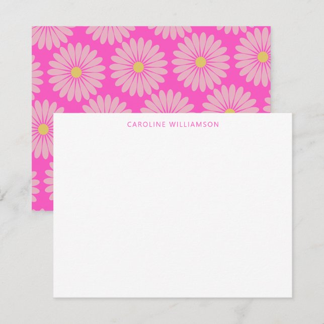 Niedliche skandinavische Blume Rosa Personalisiert Mitteilungskarte (Vorne/Hinten)
