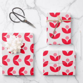 Niedliche skandinavische botanische Geometrie Art Geschenkpapier Set