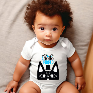 Niedliche skandinavische Katze mit der Hallo-Welt Baby Strampler