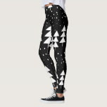 Niedliche skandinavische Weihnachtsbäume Leggings<br><div class="desc">Niedliche skandinavische Weihnachtsschwarz-weiße Bäume Leggings</div>