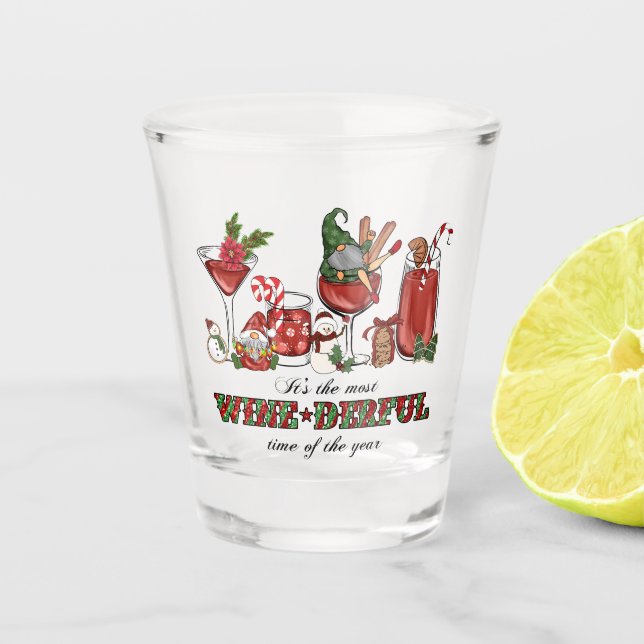 Niedliche skandinavische Weihnachtsglocken mit Wei Schnapsglas (Vorderseite)