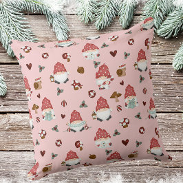 Niedliche skandinavische Weihnachtsglocken Pink Kissen