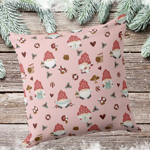 Niedliche skandinavische Weihnachtsglocken Pink Kissen