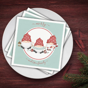 Niedliche skandinavische Weihnachtsgnomen Serviette