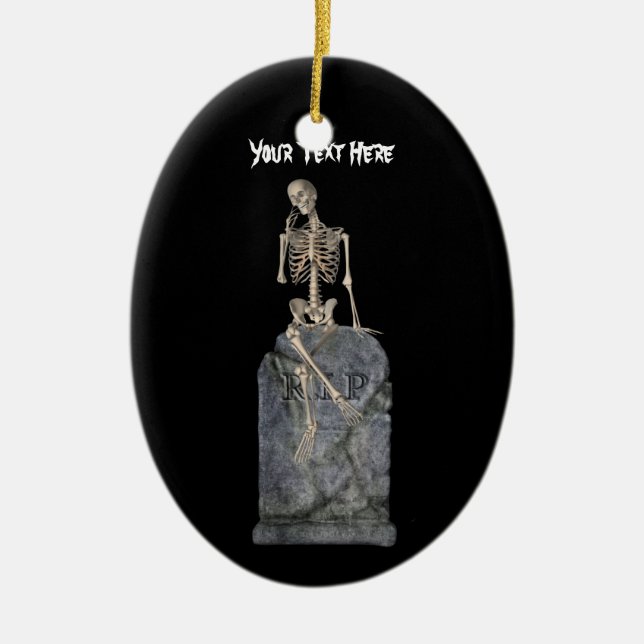 Niedliche Skeleton Grabstein Halloween Ornament (Vorne)