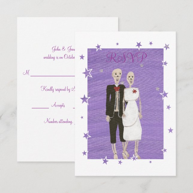 Niedliche Skeleton-Halloween-RSVP-Karten RSVP Karte (Vorne/Hinten)