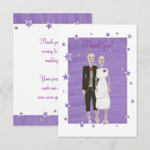 Niedliche Skelette Dankeschön, Halloween Hochzeit Dankeskarte